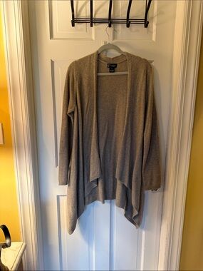 Bloomingdale's Taupe Open-Front Waterfall Cardigan